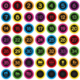 COCHIE Colorful Line Up Spots for Classroom Floor Decorations, 52PCS 4" Number Stickers for Teachers, Vinyl Floor Dots Decals, Back to School Supplies for Preschool, Kindergarten, Elementary (Black A)