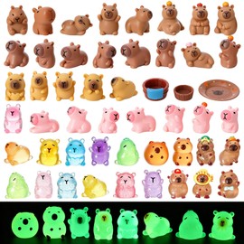 GSrenyu 50 Pcs Mini Resin Capybara Animals Luminous Figures Gifts