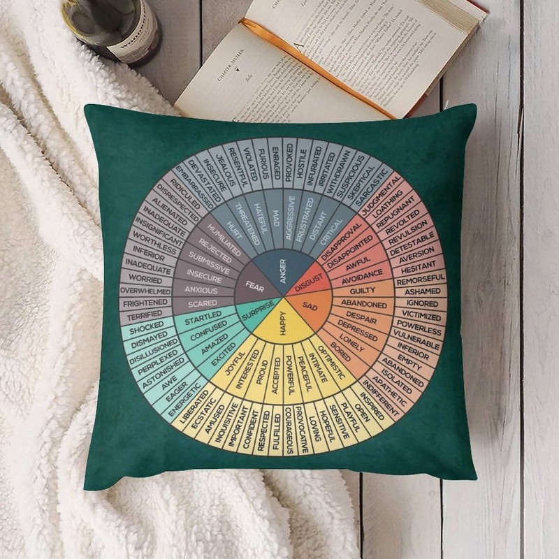 Feelings Wheel Chart Therapy Circle of Emotions Home Bedroom Cushion