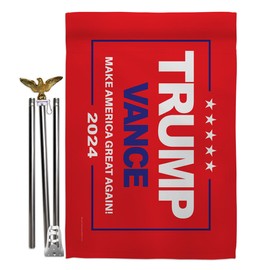 Ornament Collection Red Trump Vance Flag Eagle Pole Kit Garden Sign Wall Home Patio Tapestry 2024 Rally Shooting President 47 MAGA Yard Outdoor Patriotic Decoration, Republican Gifts Made in USA