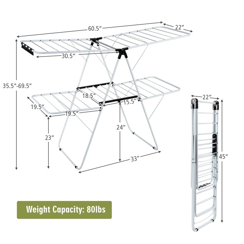 Nightcore 2-Layer Clothes Drying Rack, Aluminum Drying Rack with Adjustable