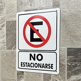 Señal No Estacionarse - 20 x 25 cm - Autoadherible o Atornillado - 100% Exterior - Avisos de Seguridad - Marca Pictofactory