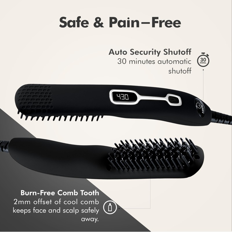 Aberlite EDC - Men's Professional Heated Beard Straightening Brush and
