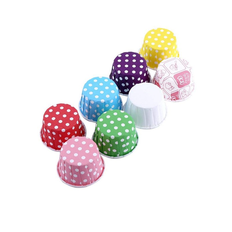 100 x Mini Paper Cupcake Cases Muffin Wrappers, Multi-Colour