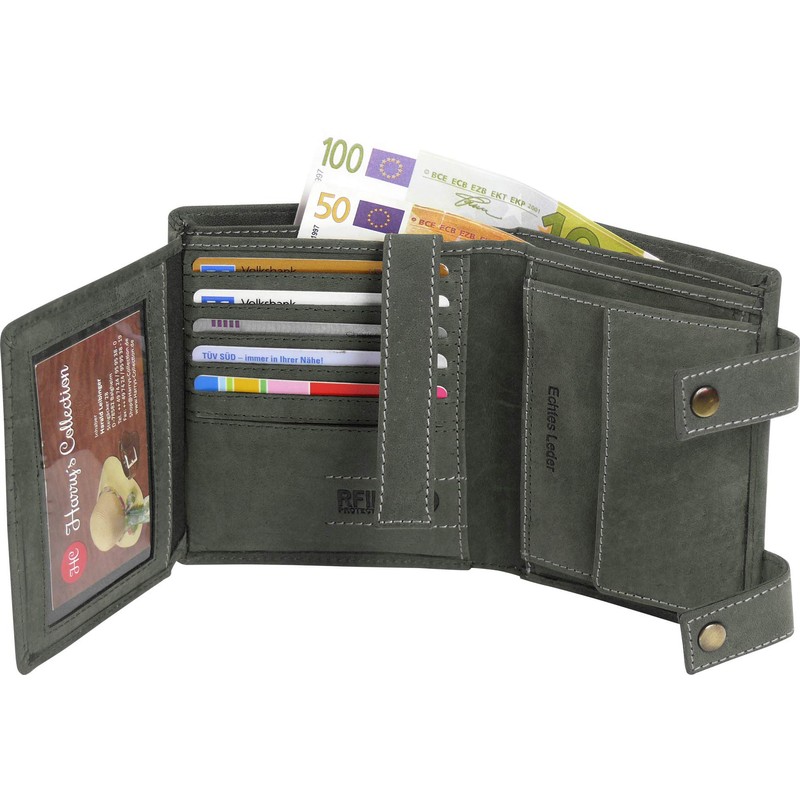 Harrys-Collection Men's Wallet with Wolf Motif Made of High-Quality Leather
