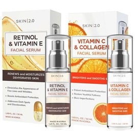 Skin 2.0- Suero de día con vitamina C y colágeno  Suero de noche con retinol y vitamina E                                                             