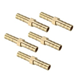 QUARKZMAN 6 mm Dmr Brass Straight Barb Hose Fitting x 5 Pieces Gold Tone Straight Connector Coupling for Hose Connection