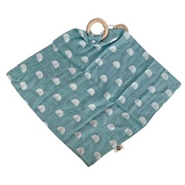 OB DESIGNS - Dou's in mussola di cotone ecologico e anello per la dentizione in legno di faggio naturale per neonato, con copertina per addormentare il bimbo, lavabile in lavatrice