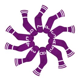Scott Edward 10Pcs Golf Iron Headcover Set Washable & Durable Adorable Socks Shape Golf Club Irons Head Protector,Numbers from 3-9,ASP (Purple)
