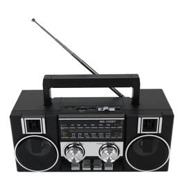 AM FM Radio Portable, 4 in 1 Digital Radio Supports Bluetooth, TF Card, USB Flash Drive, Double Speakers, for Garden Park Bathroom (Gold) (Black)