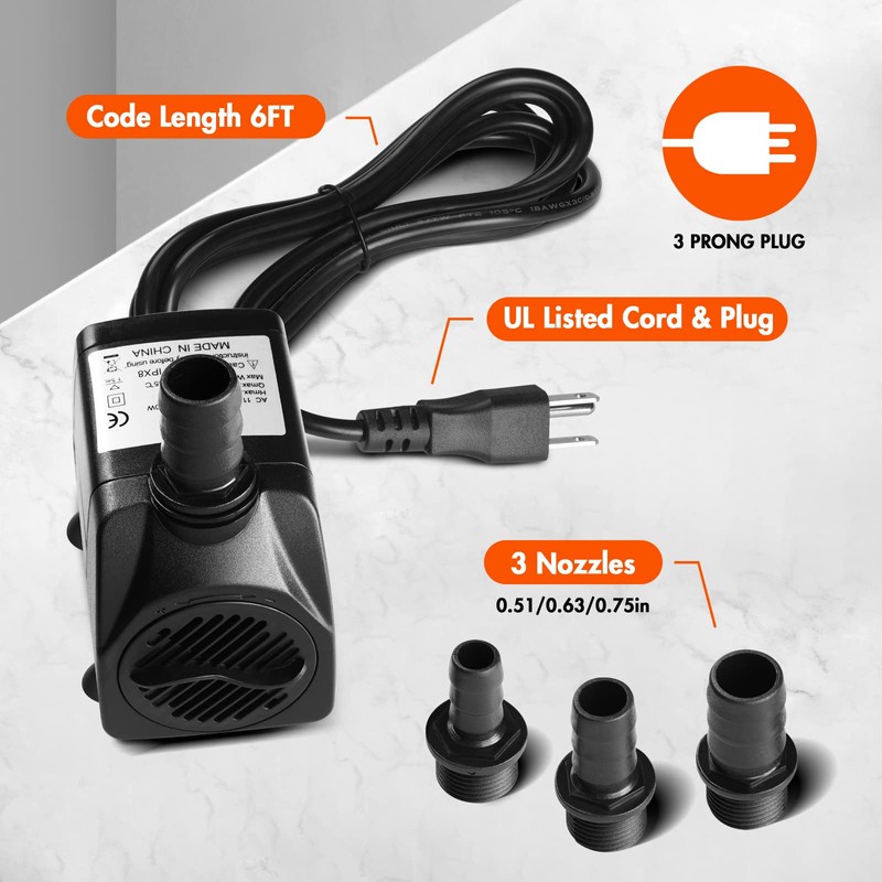 Simple Deluxe 400 GPH Submersible Water Pump with Adjustable Intake,