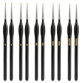 10 Piece Fine Detail Brush Set, Painting by Numbers Brush, Fine Tip, Miniature Artist Brush Set for Model Making, Acrylic, Nail Art, Oil Painting, Line Painting, Watercolour Brush Set (5 Sizes)