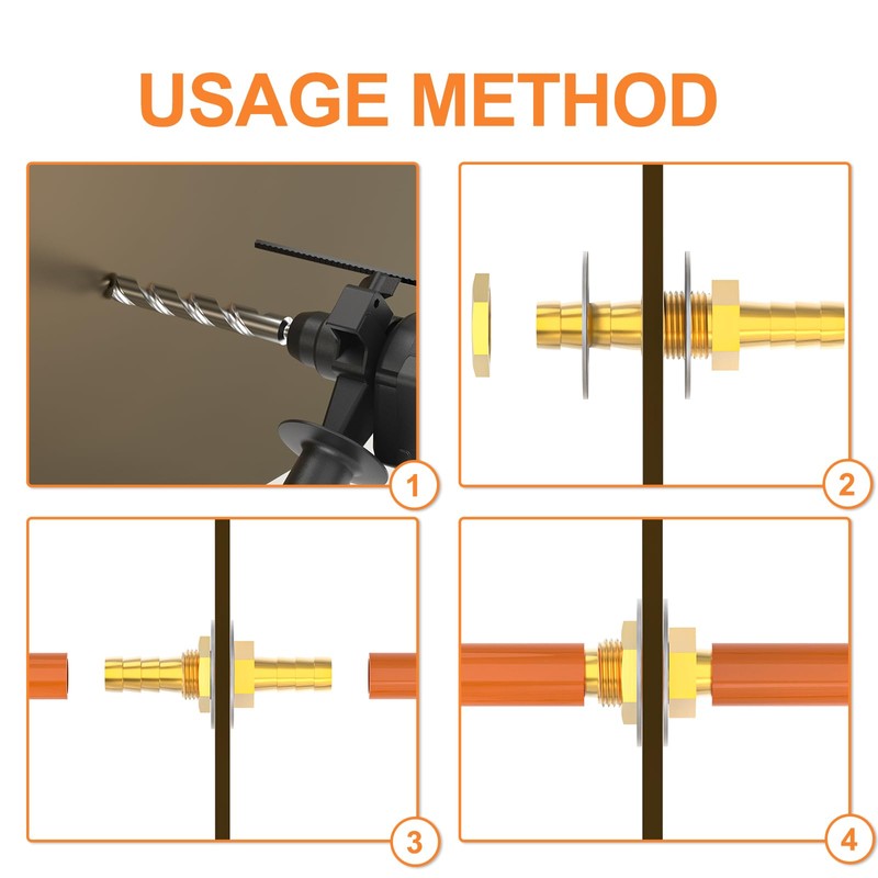 GASHER 5PCS Brass Hose Barb Thru-Bulk Bulkhead Fitting 4mm to