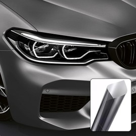 UZZH Car Headlight Tail Light Tint Film, 11.88x48 Inch Self-Adhesive ABS Modern Style Rectangular Sheet Solid Color Deep Black Sticker Decal for Cars, Trucks, SUVs