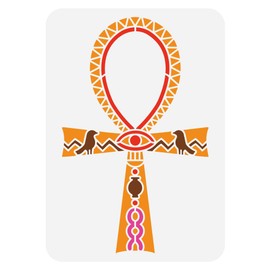 FINGERINSPIRE Egypt Ankh Symbol Stencil for Painting 8.3x11.7inch Egyptian Signs Pattern Stencil Decorative Egyptian Theme Stencil for Painting on Wall Wood Floor Tile Canvas Fabric Furniture