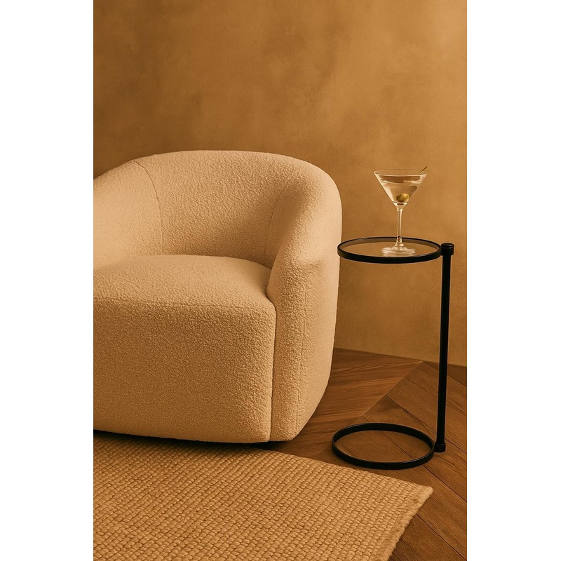 TEHOME Gold Glass Drink Table Metal Martini Round Small Drink