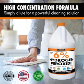 Chromex 6 Percent Hydrogen Peroxide, Food Grade, Home, Kitchen, Bath Cleaner, Laundry, Whitening, Gallon