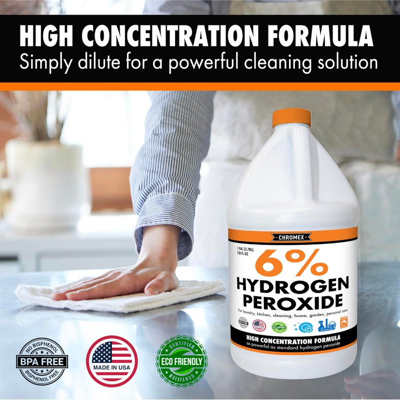 Chromex 6 Percent Hydrogen Peroxide, Food Grade, Home, Kitchen, Bath