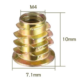 Insert Nut Embedded Screw Nut Carbon Steel Furniture Wood DIY Joint DIY Joint Parts Joint Metal Fittings Zinc Alloy Hex Nuts Embedded Nuts 50 Pieces