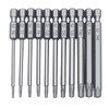 Torx Screwdriver Bit, Set of 11, Hollow Torx Head, 3.0