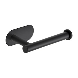 JOY DECOR 1 Pack Adhesive Toilet Roll Holder Stand - Matte Black SUS304 Stainless Steel, Rustproof Toilet Paper Holder No Drilling Tissue Holder for Kitchen Bathroom Wall Mount Bathroom Tissue Holder