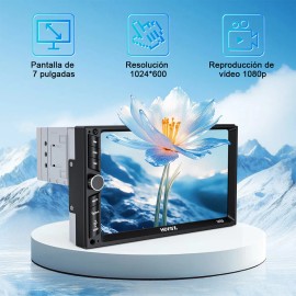 Autoestéreo Hivoz 7 Pulgadas MP5 Estéreo 1Din Mirrorlink Pantalla Táctil Y Cámara Estereo Pantalla Auto Estereo De Pantalla Con Bluetooth Fm Type-C USB Para Carro Aux Reproductor Multimedia Auto 4x60w