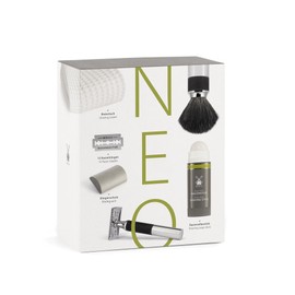 MÜHLE Gift Set NEO: Safety Razor and Shaving Brush Shaving Set |shave gift set including shave stick, blade guard, razor blade 10-pack and cotton shave towel