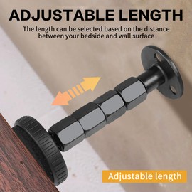 YAODHAOD Bed Spacer Wall Anti-Shake Tool, Headboard Stopper, Thread Bed Wall Stopper, Headboard, Bed Stopper, Anti Shake Tool for Beds, Cabinets, Sofas (Black, 2 Pieces)