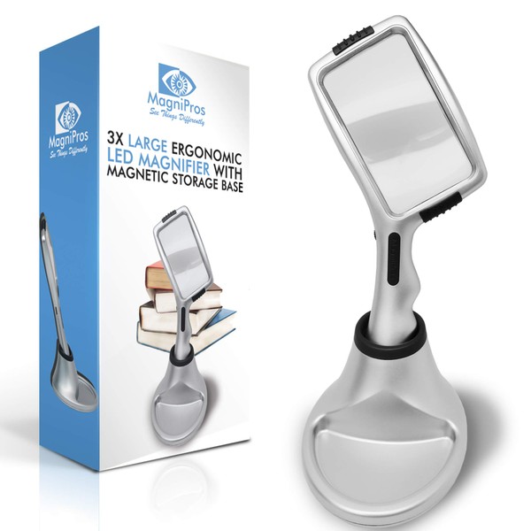 Large 3X Magnifying Glass with 10 Ultra Bright & [Dimmable]
