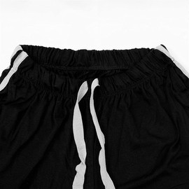 COSHAL® Men's Athletic Lounge Shorts Striped Mens Shorts Lounge Wear Shorts Soft Cozy Mens Nightwear Pants Cotton Stretchy Half Pants Black Stripe Pyjamas Bottom with Drawstring Short Black L