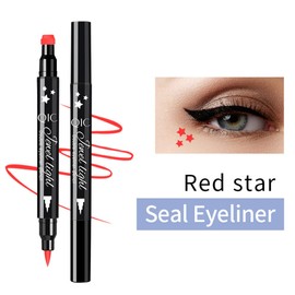 Go Ho Red Liquid Eyeliner Stamp,Star Stamp Eyeliner Makeup,Double-Side Waterproof Eyeliner Pen,Long-lasting Smudge-proof Eyeliner Tools,Eye Liner Makeup,1 PC