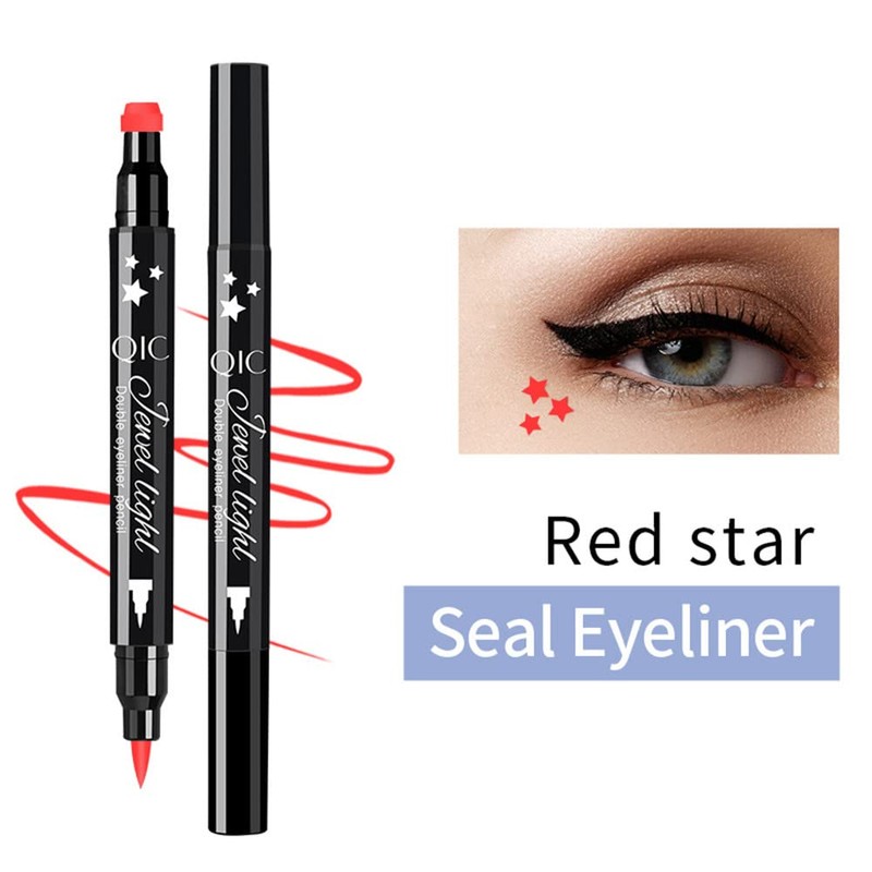 Go Ho Red Liquid Eyeliner Stamp,Star Stamp Eyeliner Makeup,Double-Side Waterproof