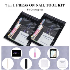 Disposable Nail Supplies Kits,Professional Manicure Press On Nail Tool Kit With Nail File ,Nail Buffer,Adhesive Tabs,Nail Glue,Sticks, Prep Pads,Bags,Cards for Nail Business(Black-140pcs20set)