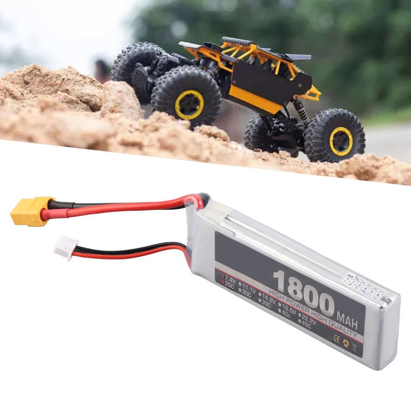 RC LiPo Battery 7.4V 2S 1800mAh 25C Rechargeable Lithium Polymer
