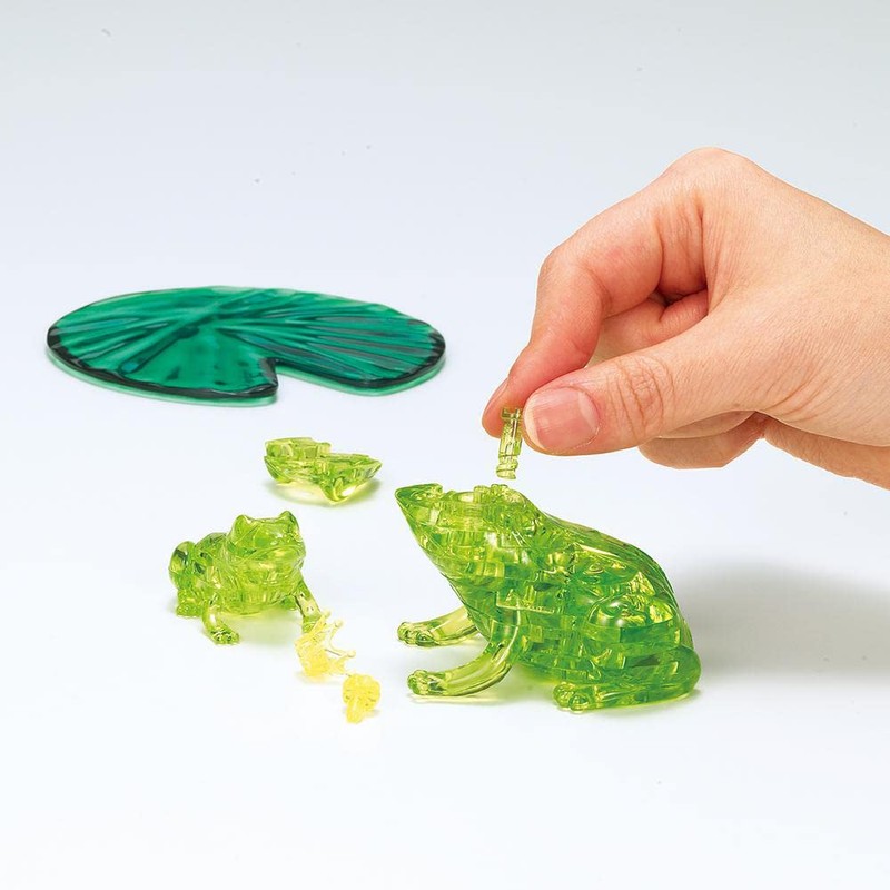 Crystal Puzzle, 3D Frog Couple, Green, Transparent Design, 43 Pieces,