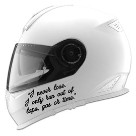 I Never Lose Racing Quote Auto Car Racing Motorcycle Helmet Decal - 5" - Black