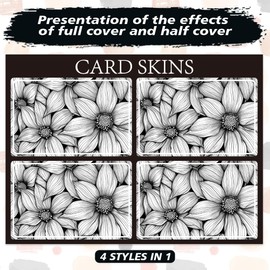 Peacoblue Bank Card Sticker Black and White Flowers Credit Debit Card Custom Skin Cover Protector, 4 Styles Waterproof Scratch-Proof and Attractive Decal for Most Popular EBT Transportation Key Card