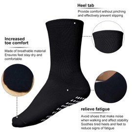 PUTUO Mens Non-Slip Grip Socks: Anti Slip Sports Trainer Socks Cotton Slipper Socks for Men with Grips Size 6-8 1 Pairs