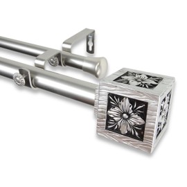 Ophelia Double Curtain Rod, 160-240", Satin Nickel
