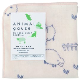 Prairie TGH-A704 Senshu Towel, Gauze Pile, Wafuka Animal Handkerchief, Sheep, 9.1 x 9.1 inches (23 x 23 cm)