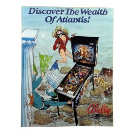 Bally Atlantis Pinball Flyer Original 80s Promo Retro Gameroom Art Ocean Vintage