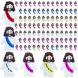ILHSTY 300 Pcs Little Jesus Figures – Mini Rubber Jesus Toys Jesus Love You for Easter Egg Fillers Egg Hunts Religious Party Favors Gifts Hide and Seek Baptism Gifts Sunday School (6 Color *300)