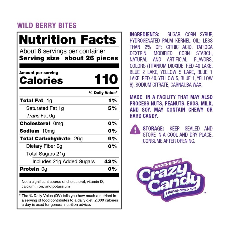 Andersen's Crazy Candy Freeze Dried Candy -Wild Berry