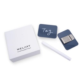 Welaxy 2-piece set of Premium plastic Basket Labels Clip On Storage Bins erasable Tags Reusable for box Shelf Pantry Closet Laundry Fabric Cubes Wicker sorting (Large, Gray)