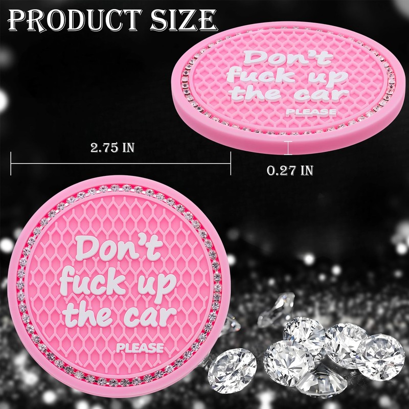 MEAJOO 2PCS Bling Crystal Rhinestone Cup Holder Coaster – 2.75