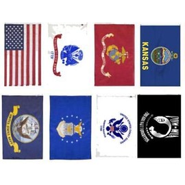 Wholesale Lot 3x5 USA + 5 Branches Military + Pow Mia + Kansas Flag Set