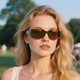 Myiaur Pack of 2 Women's Polarised UV400 Protection Wraparound Design Trendy Butterfly Detail for Driving & Fashion, A01(2 Pack) Black+Rainbow