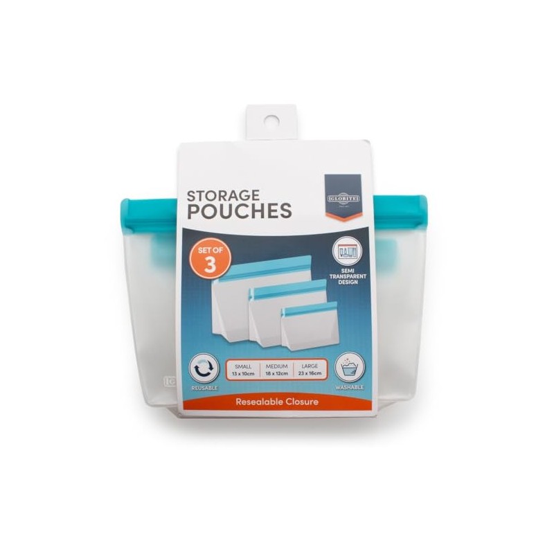 Globite Zip Lock Storage Bags 3pk, White