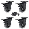 Hirate 3" Plate Caster Set of 4 with Brake, Heavy