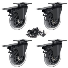 Hirate 3" Plate Caster Set of 4 with Brake, Heavy Duty Top Plate Industrial Casters Safety Dual Locking Load 600lbs Swivel Casters for Cart